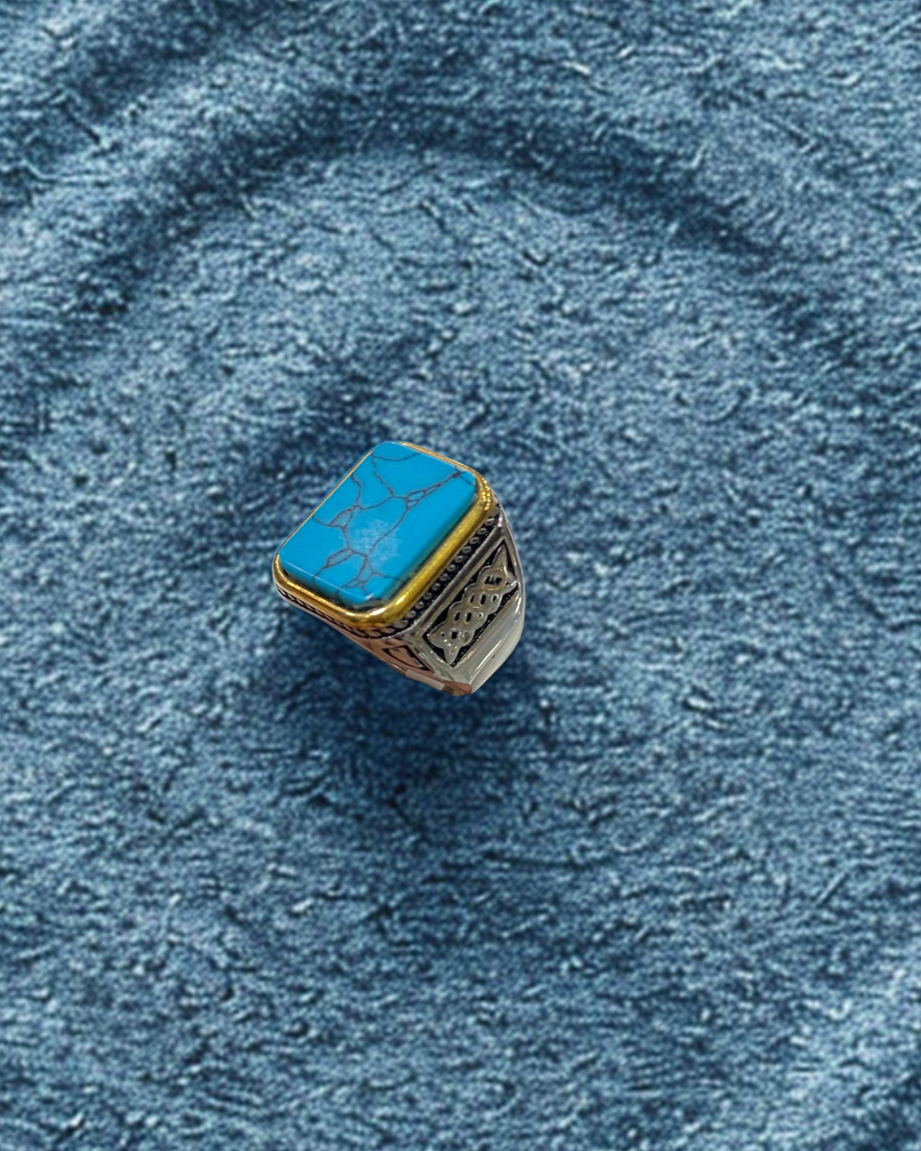 Turquoise Steel Ring for Men