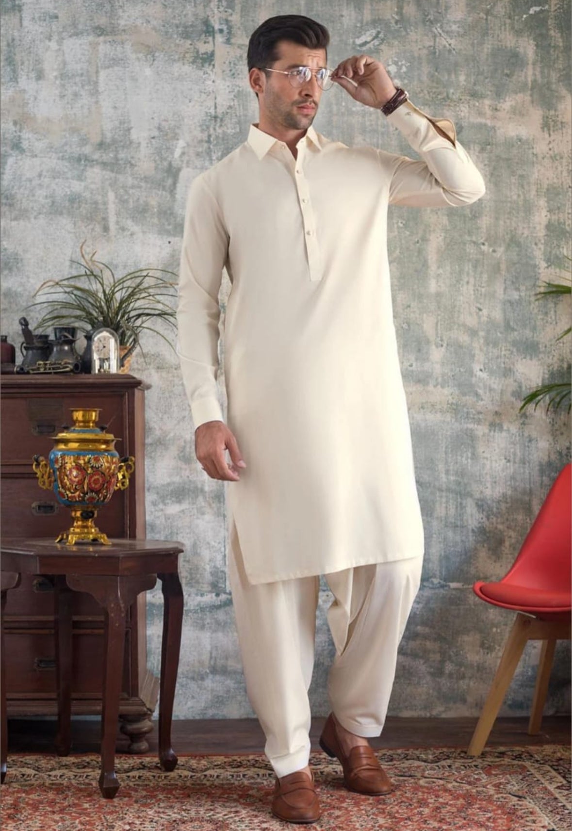 Men’s Premium Boski Shalwar Kameez – Soft Cotton Blend | Classic Eastern Wear