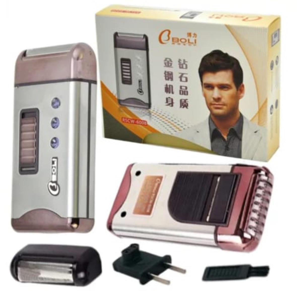 Boli RSCW-600B Rechargeable Electric Shaver – Dual Blade Foil System
