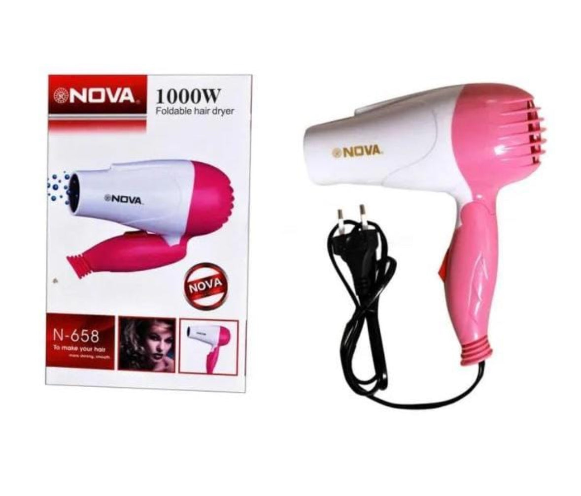 Nova N-658 1000W Foldable Hair Dryer – Compact & Powerful