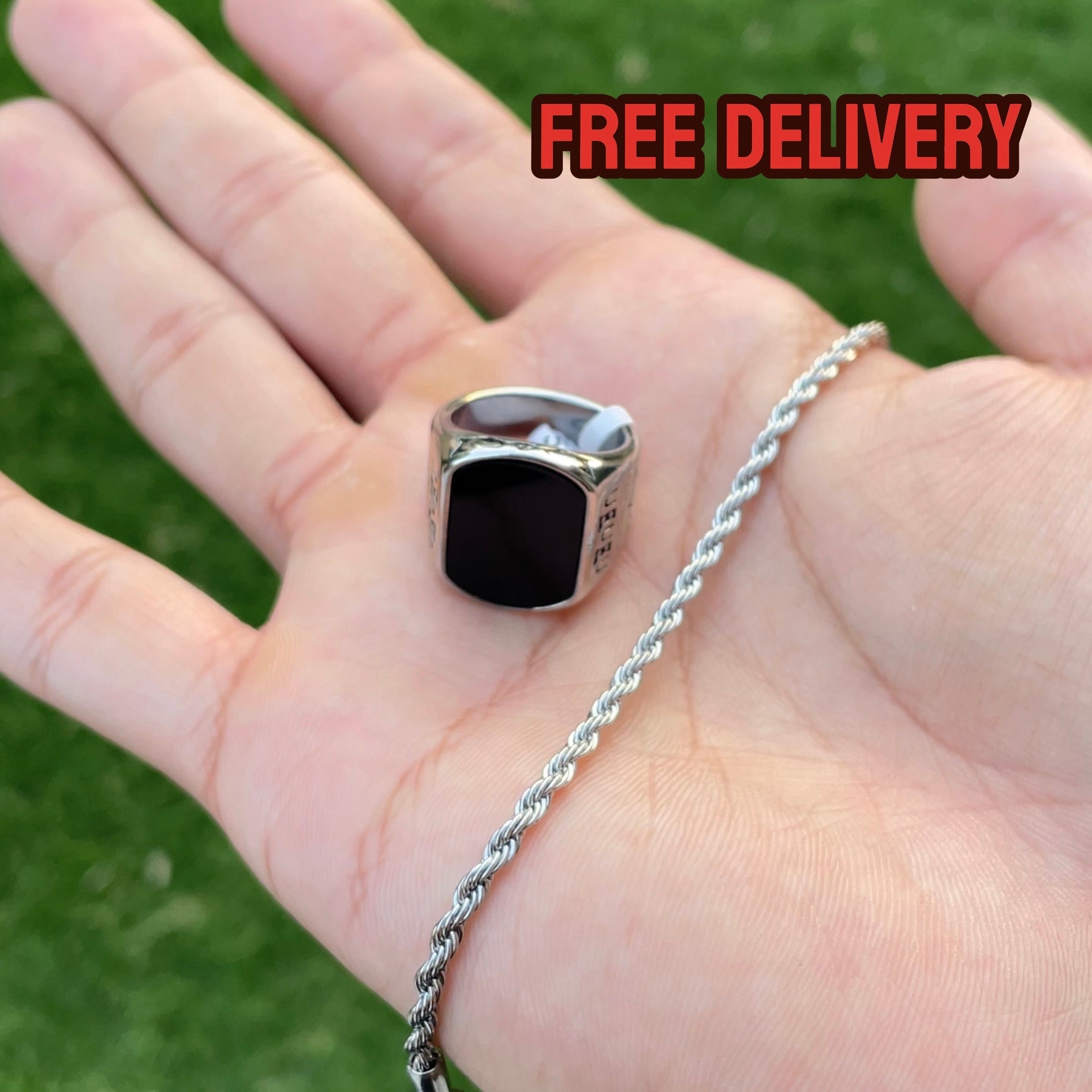 Eclipse Onyx ring & bracelet