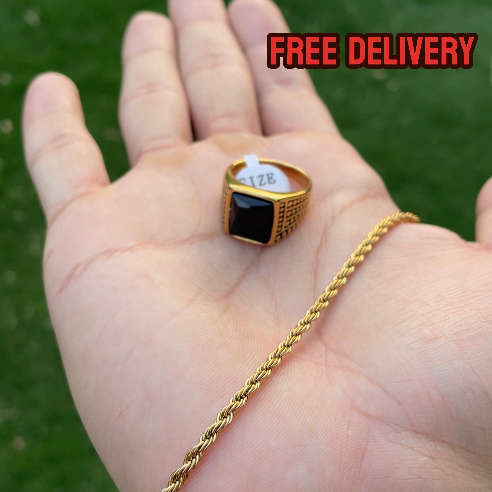 Shadow Grid Ring & Chain