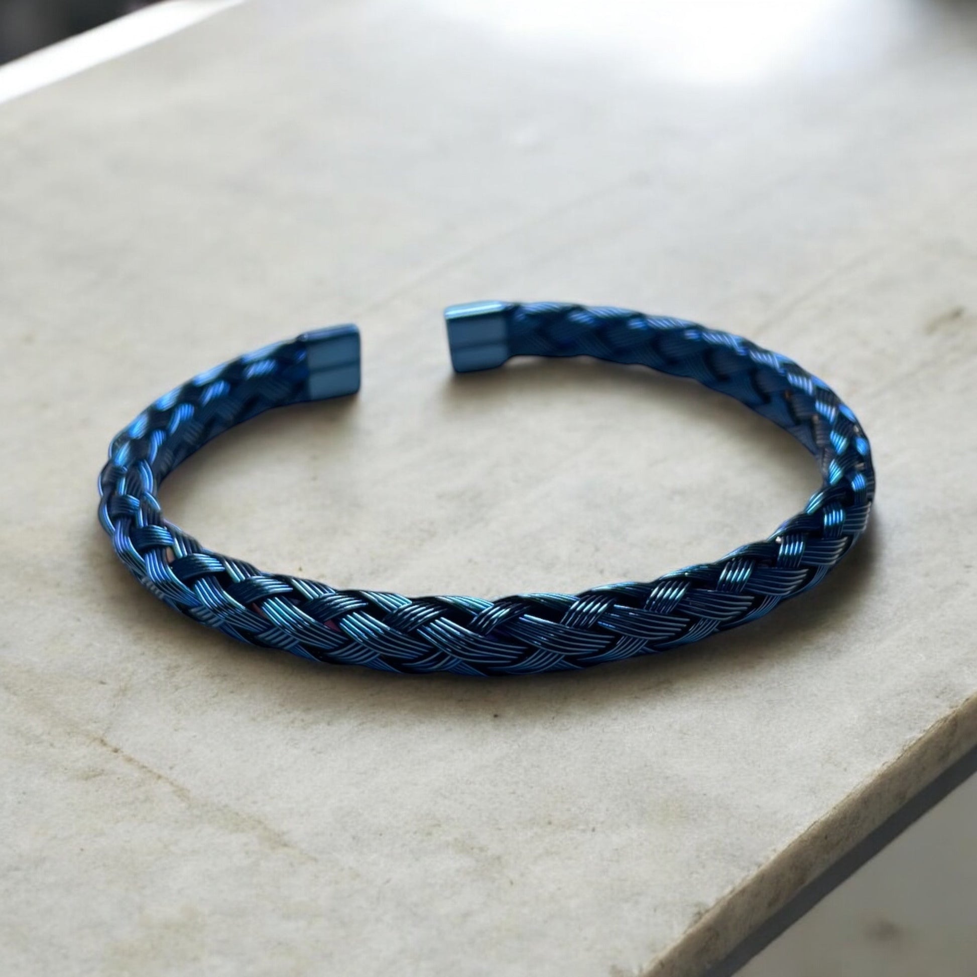 316 Stainless Steel Blue Braided Bangle