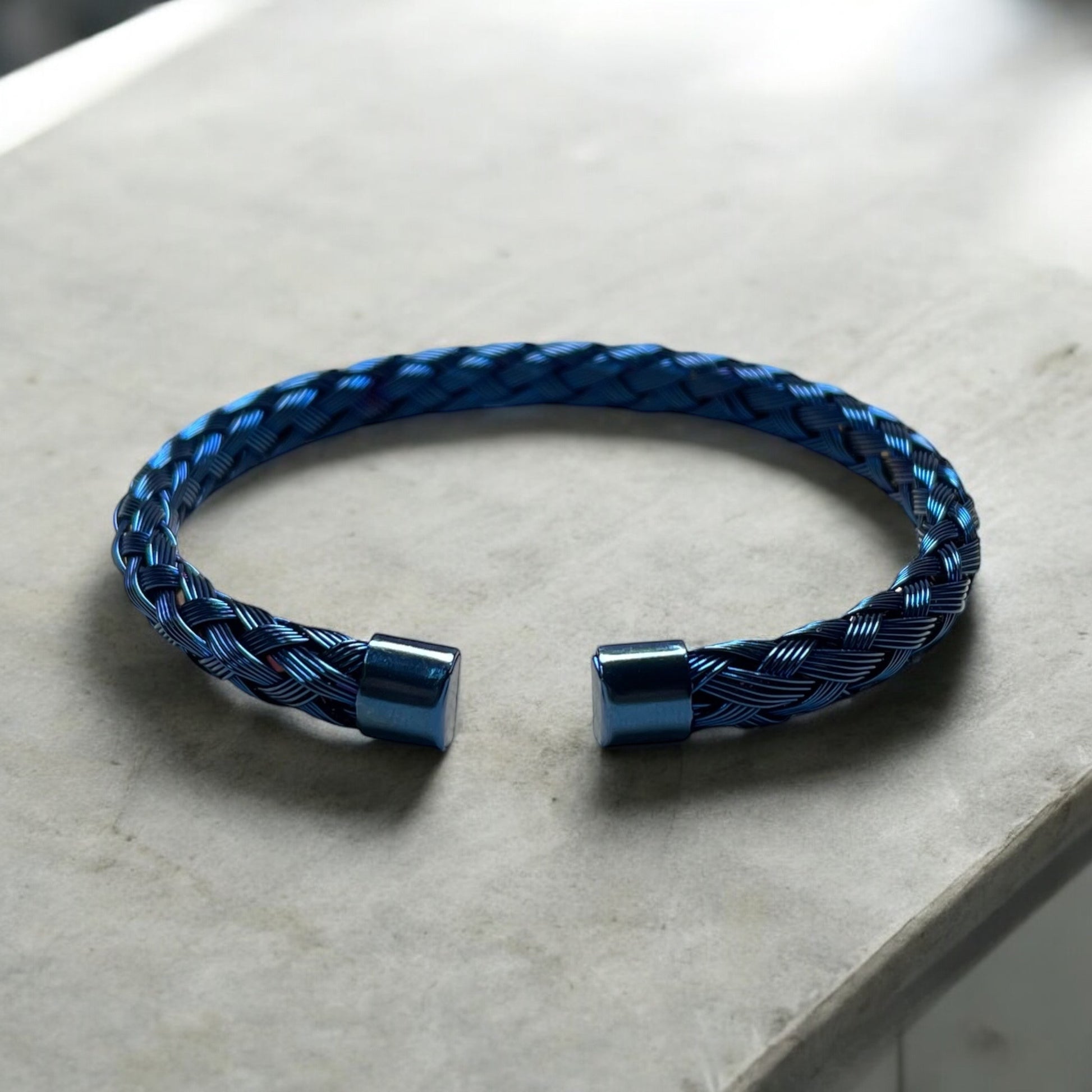 316 Stainless Steel Blue Braided Bangle