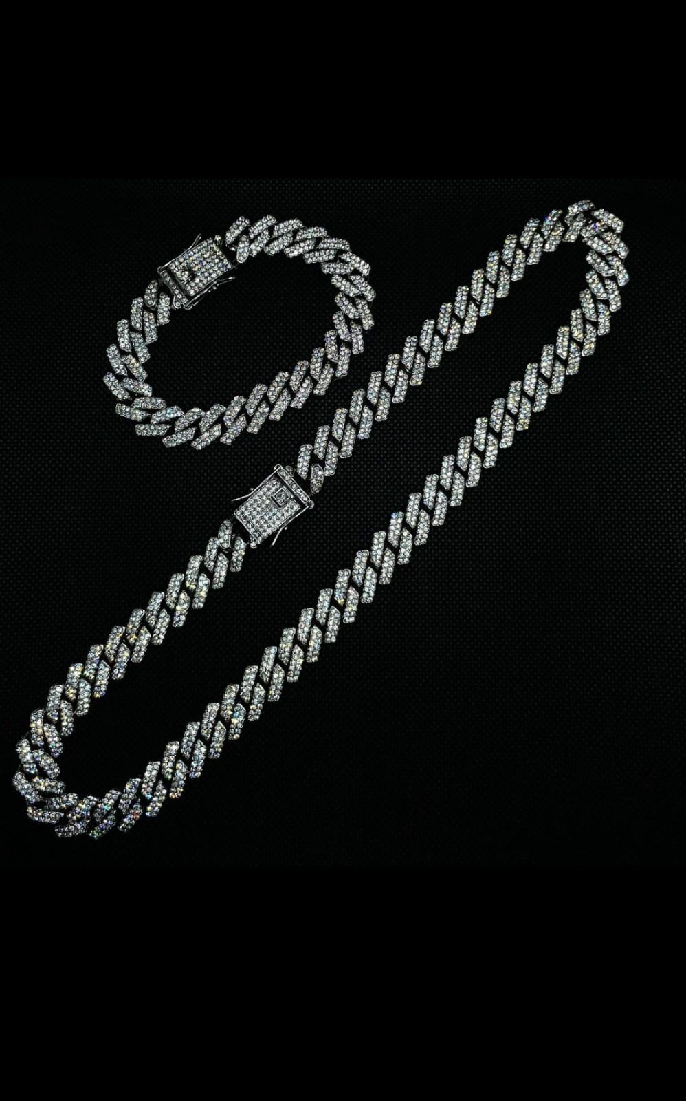 13mm Silver Iced Out Miami Cuban Neck Chain And Bracelet Set