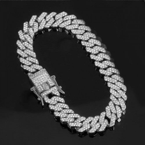 Sophisticated Men’s Luxury Highly Polished Silver-Plated Bold Cuban Link Chain Bracelet